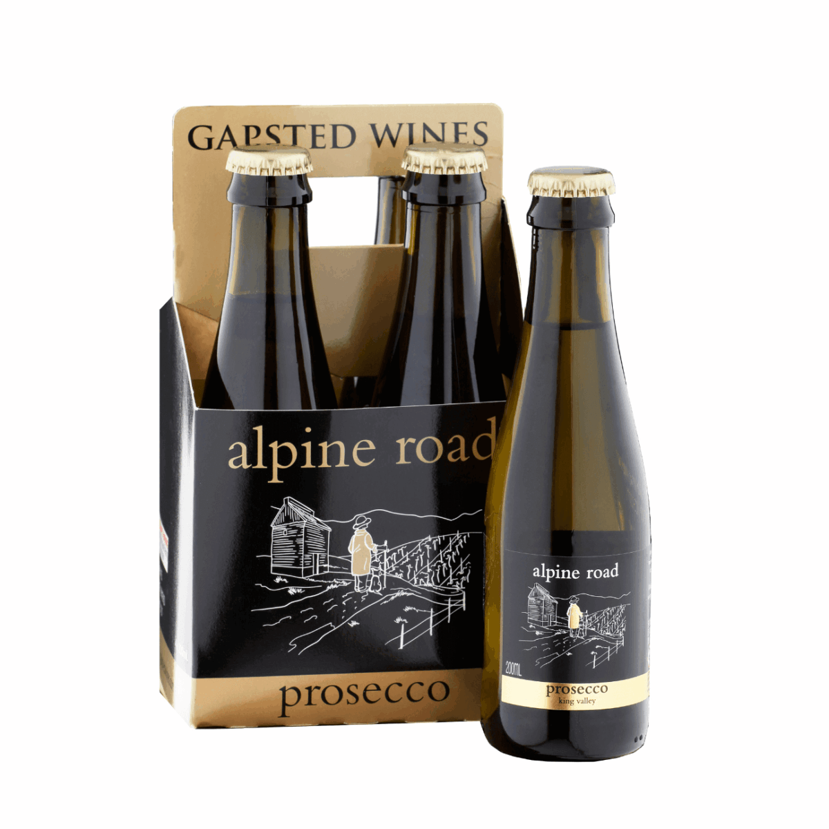 Gapsted Alpine Road NV Prosecco Piccolos 200ml (24 Bottles) King Valley - Image 1