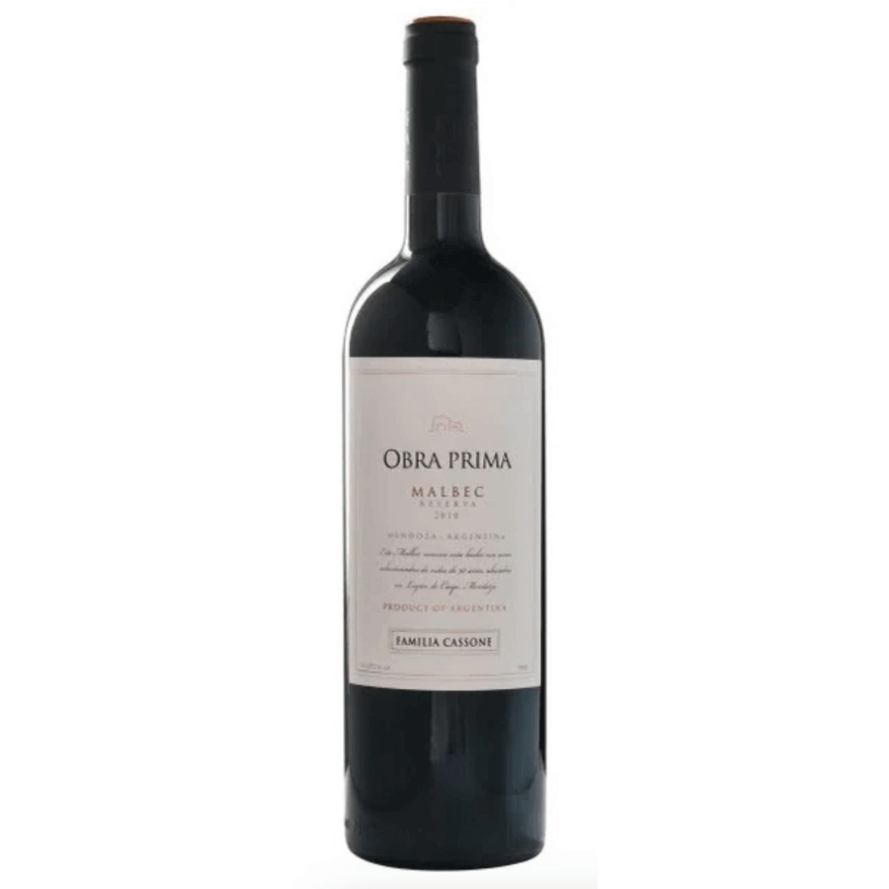 Bodega Familia Cassone Obra Prima Malbec Riserva 2020 (12 Bottles) Mendoza, Argentina — Malbec from Mendoza