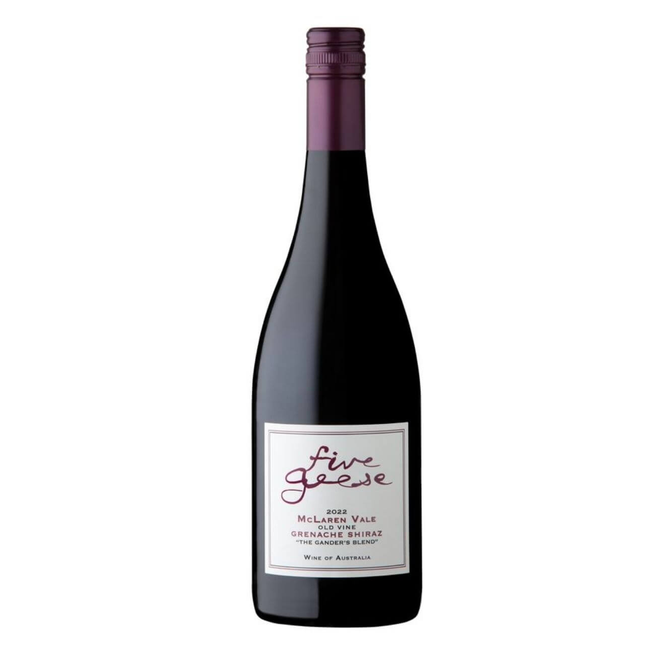 Five Geese “Gander’s Blend” Grenache Shiraz 2018 (12 Bottles) McLaren Vale, SA — Grenache Shiraz from McLaren Vale
