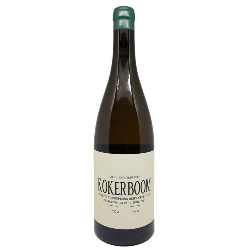Wine bottle with a cream label reading 'KOKER BOOM' and a green capsule on top, set against a white background (750 ml).