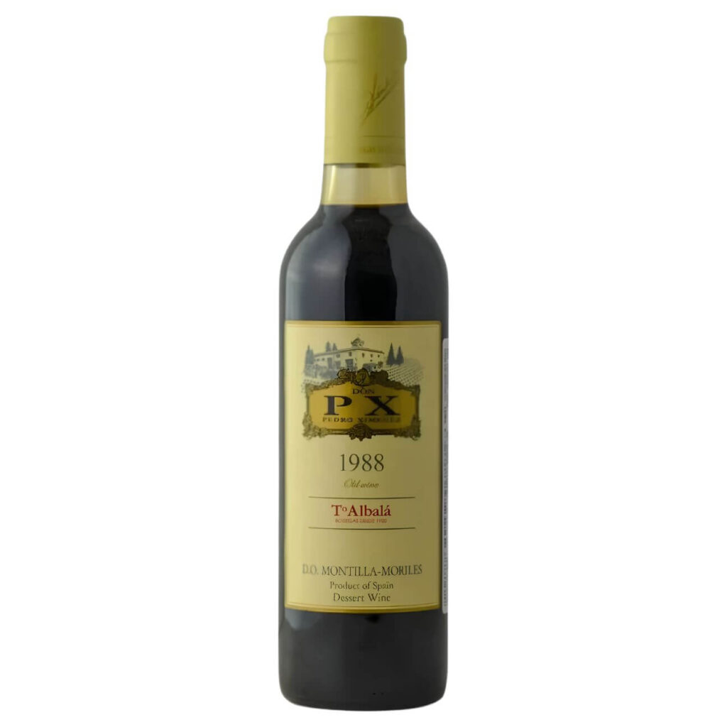 Bottle of red wine with gold label reading 1988 and 'To Albalá' from D.O. Montilla-Moriles (Spain)