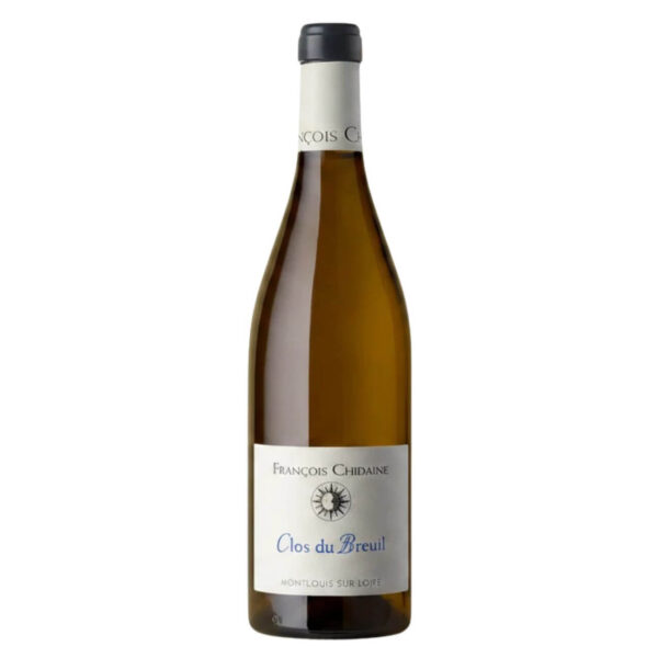 Bottle of François Chidaine Clos du Breuil Montlouis-sur-Loire white wine with a light label and black capsule