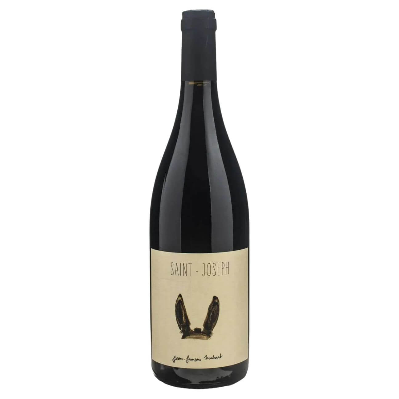 Domaine de l'Iserand Saint Joseph 2023 Wine bottle with beige label reading Saint-Joseph and a simple black bunny-ear illustration on the front.