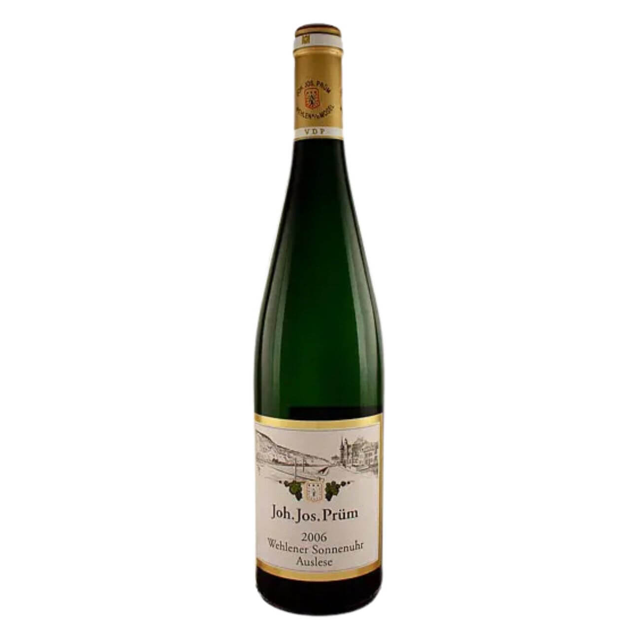 Joh Jos Prüm Wehlener Sonnenuhr Riesling Auslese GOLDKAPSEL 2006 (375ml) Wine bottle with gold foil cap; label reads 'Joh. Jos. Prüm' and '2006 Wehlener Sonnenuhr Auslese'.