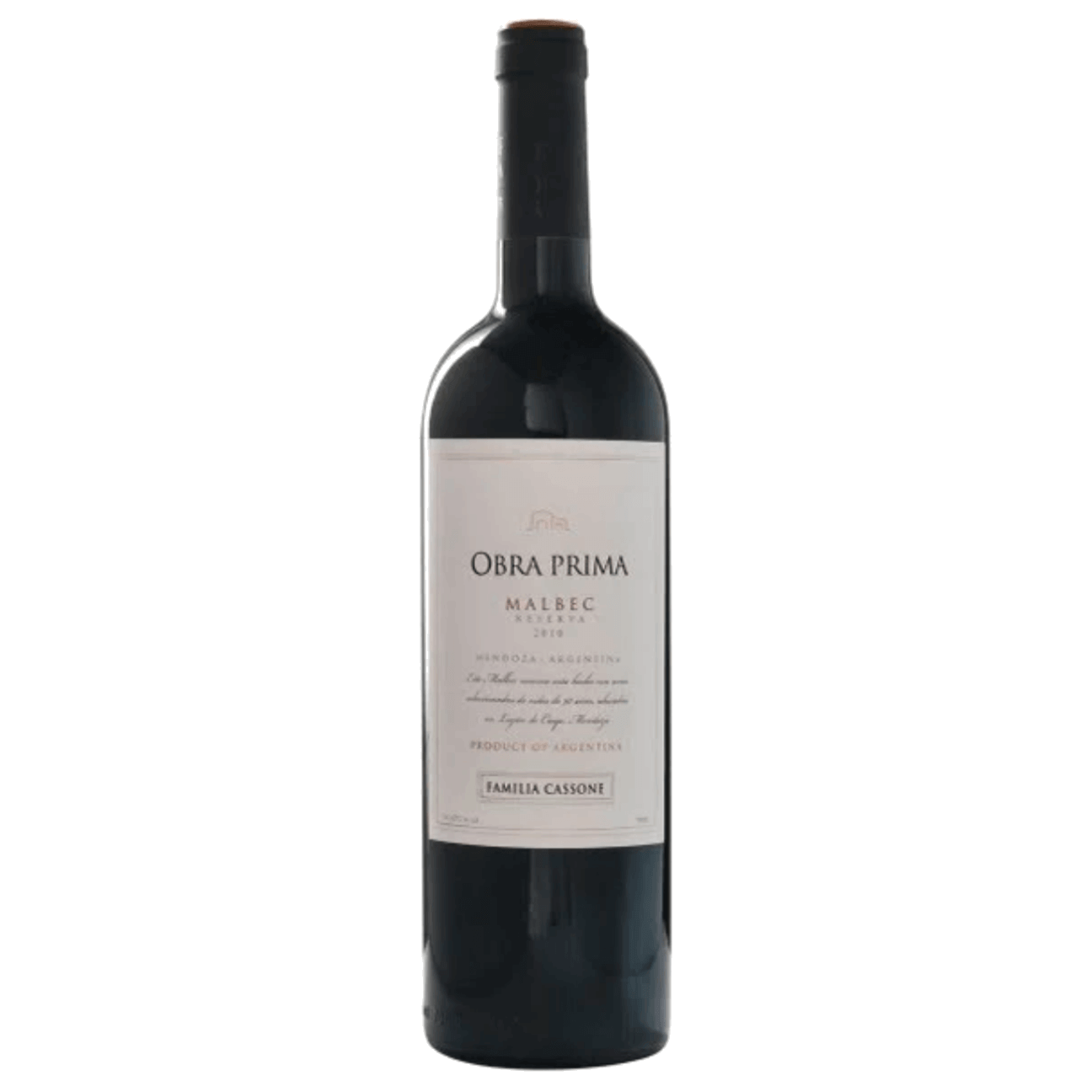 Bodega Familia Cassone Obra Prima Malbec Riserva 2020 (12 Bottles) Mendoza, Argentina
